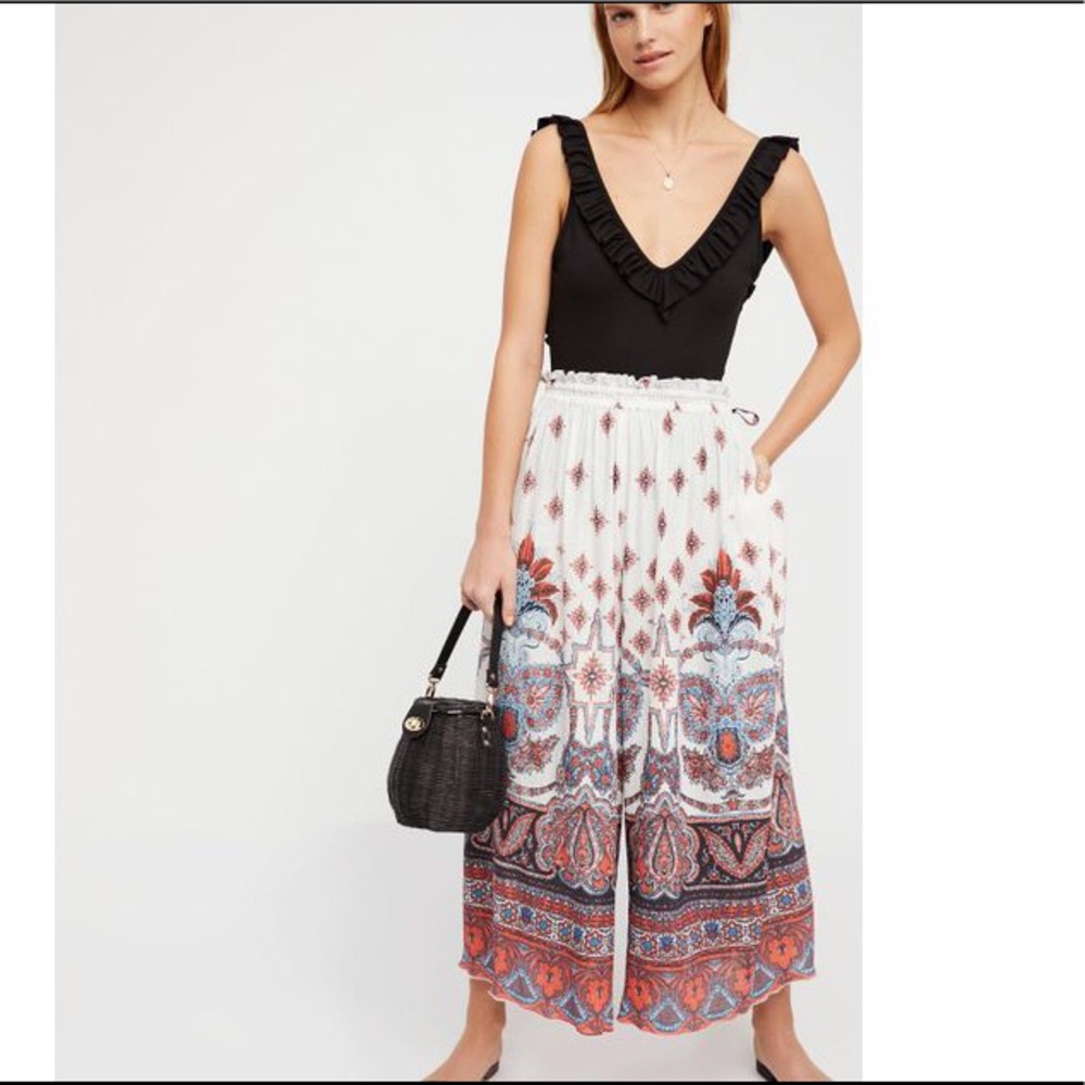 Free People Gold Dust Printed Wide-Leg Pant